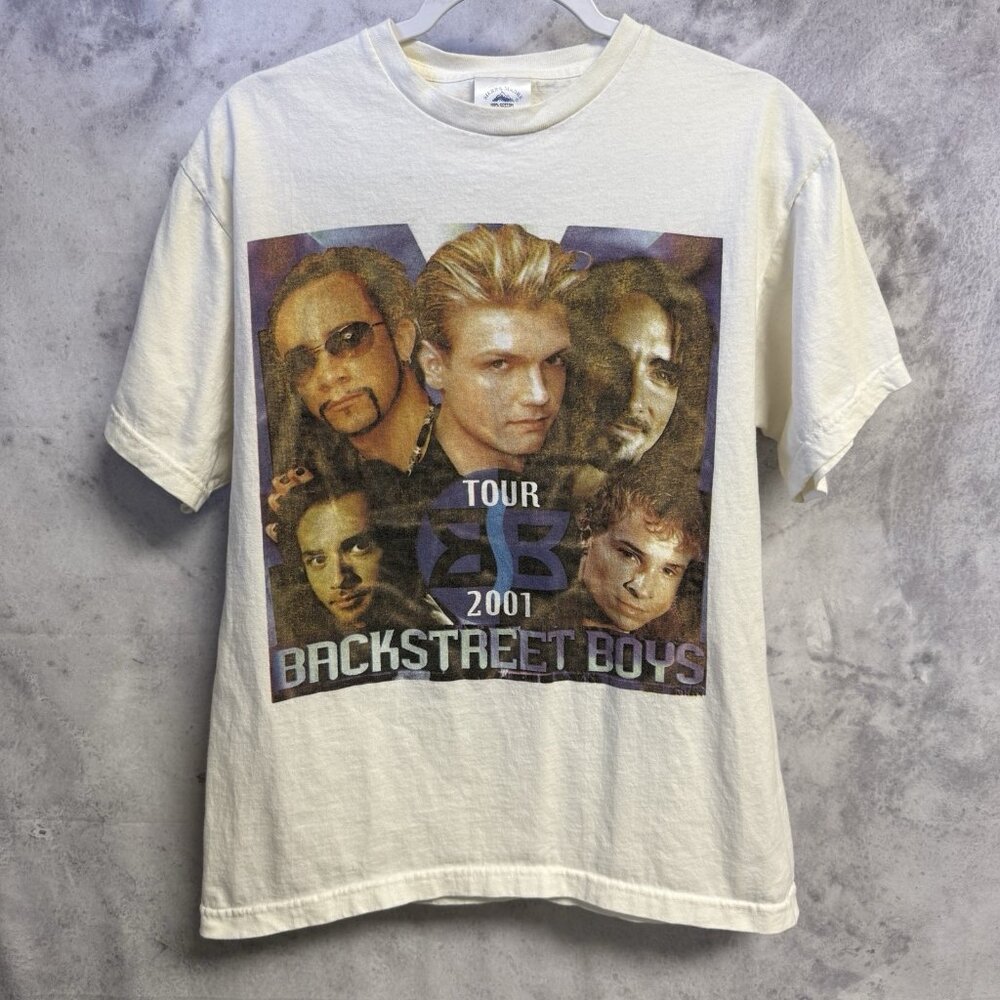 Vintage Backstreet Boys 2001 Black & Blue Tour Shirt Large 20.5x25.5 Y2K Band